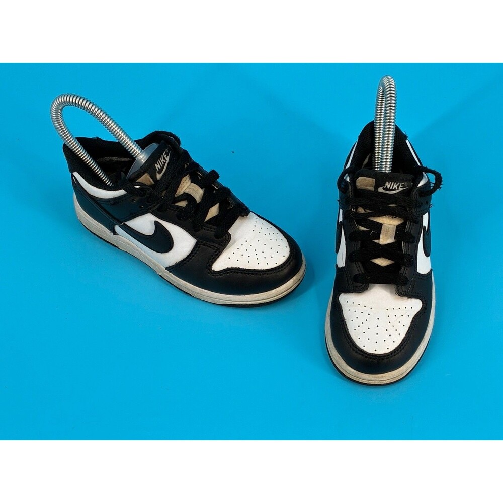Nike Dunk Low Panda Little Kids 12C Black White Sneakers Lace Up
